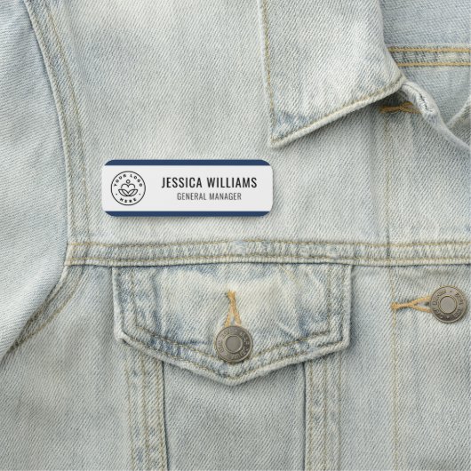 Benutzerdefinierter Logomitarbeiter Blau Namensschild (Beispiel)