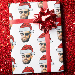 Benutzerdefinierter lustiger Gesicht Santa Hut Fot Geschenkpapier