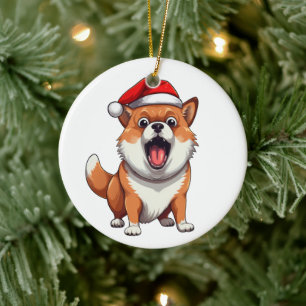 Benutzerdefinierter lustiger Shiba Inu Hund Keramik Ornament