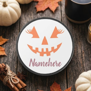 Benutzerdefinierter Mädchenhafter Jack O Lantern K Eishockey Puck
