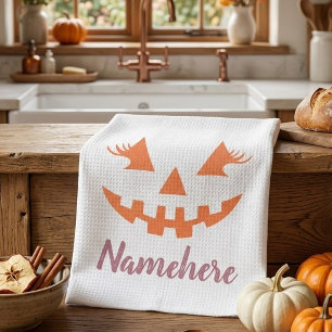 Benutzerdefinierter Mädchenhafter Jack O Lantern K Geschirrtuch