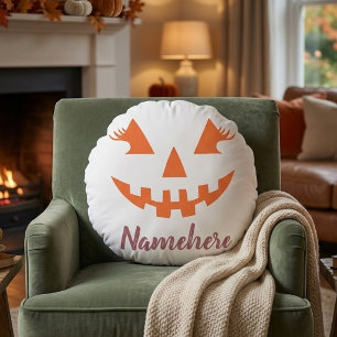 Benutzerdefinierter Mädchenhafter Jack O Lantern K Rundes Kissen