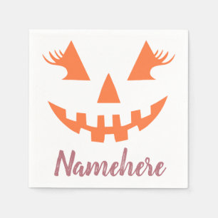 Benutzerdefinierter Mädchenhafter Jack O Lantern K Serviette