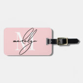 Benutzerdefinierter Mädchenhafter Rosa Monogramm-N Gepäckanhänger (Vorderseite horizontal)