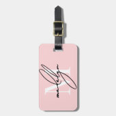 Benutzerdefinierter Mädchenhafter Rosa Monogramm-N Gepäckanhänger (Vorderseite vertikal)