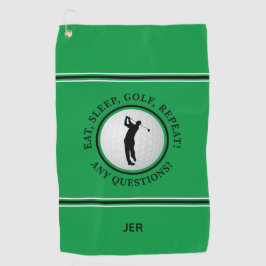 Benutzerdefinierter männlicher Golfer Ball Grünes  Golfhandtuch