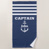 Benutzerdefinierter Marinekapitän mit Personalisie Strandtuch (Vorderseite)