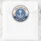 Benutzerdefinierter maritimer Anker-Seil-Rahmen Runder Aufkleber (Tasche)
