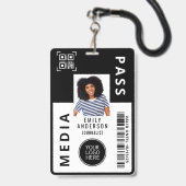 Benutzerdefinierter Medienpass Foto-ID-Logo-QR-Cod Ausweis (Vorderseite mit Lanyard)