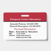 Benutzerdefinierter medizinischer Notfallwarnauswe Ausweis (Rückseite)