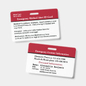 Benutzerdefinierter medizinischer Notfallwarnauswe Ausweis (Vorder- & Rückseite)