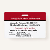 Benutzerdefinierter medizinischer Notfallwarnauswe Ausweis (Rückseite)