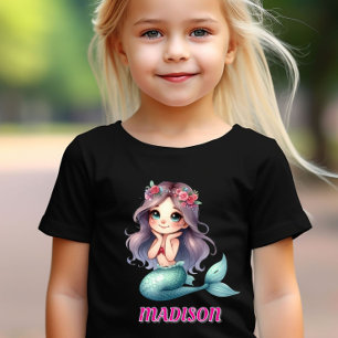 Benutzerdefinierter Meerjungfrau Mädchen Name Schw T-Shirt