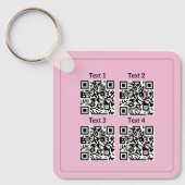 Benutzerdefinierter mehrfacher 4-Qr-Code, rosa min Schlüsselanhänger (Vorderseite)