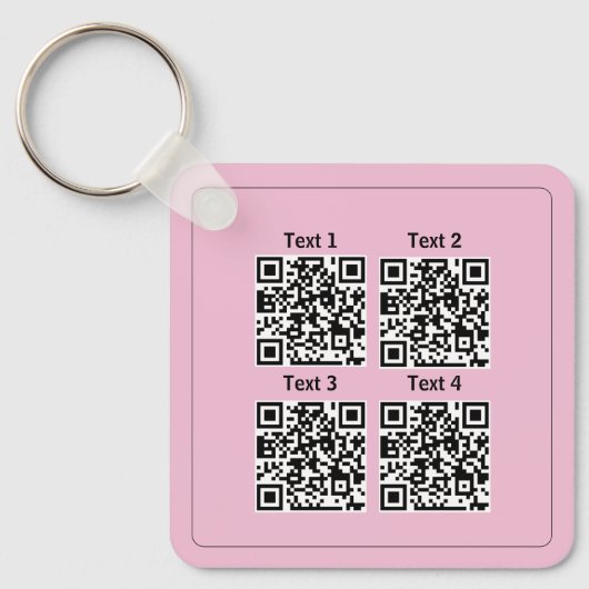 Benutzerdefinierter mehrfacher 4-Qr-Code, rosa min Schlüsselanhänger (Vorderseite)