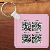 Benutzerdefinierter mehrfacher 4-Qr-Code, rosa min Schlüsselanhänger (Vorderseite)
