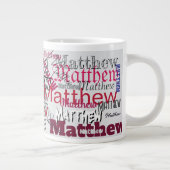 Benutzerdefinierter Mehrfachname Word Grafitti Jumbo-Tasse (Rechts)