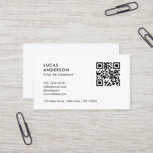 Benutzerdefinierter Minimaler Beruflicher QR-Code Visitenkarte (Vorderseite/Rückseite Beispiel)