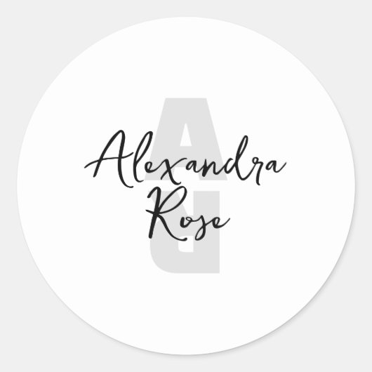 Benutzerdefinierter minimaler Monogramm-Name Runder Aufkleber (Vorderseite)