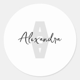 Benutzerdefinierter minimaler Monogramm-Name Runder Aufkleber