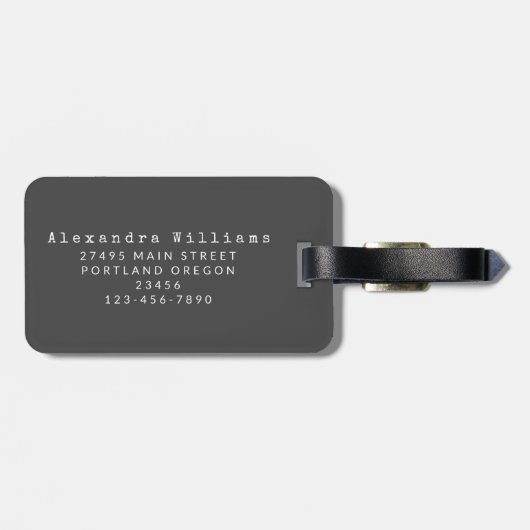 Benutzerdefinierter Minimalistischer Schreibmaschi Gepäckanhänger (Rückseite horizontal)