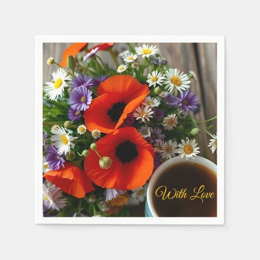 Benutzerdefinierter "Mit Liebe" Kaffee und Klatsch Serviette (Vorderseite)