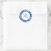 Benutzerdefinierter Mit Monogramm Blue Initial Runder Aufkleber (Tasche)