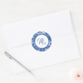 Benutzerdefinierter Mit Monogramm Blue Initial Runder Aufkleber (Umschlag)