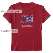 Benutzerdefinierter Mit Monogramm Name Text Blue M T-Shirt