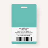 Benutzerdefinierter Mitarbeiter, Foto, Bar, Logo,  Ausweis (Rückseite)