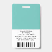 Benutzerdefinierter Mitarbeiter, Foto, Bar, Logo,  Ausweis (Rückseite)