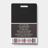 Benutzerdefinierter Mitarbeiter - Foto, Bar, Logo, Ausweis (Rückseite)