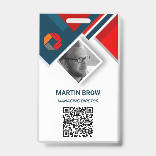 Benutzerdefinierter Mitarbeiter - Foto, Bar, Logo, Ausweis (Vorderseite)
