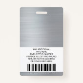 Benutzerdefinierter Mitarbeiter, Foto, Bar, Logo,  Ausweis (Rückseite)