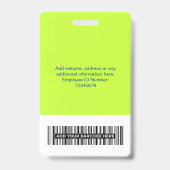 Benutzerdefinierter Mitarbeiter - Foto, BarCode, g Ausweis (Rückseite)