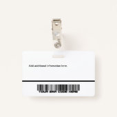 Benutzerdefinierter Mitarbeiter - Foto, Logo, Bar  Ausweis (Rückseite mit Klammer)