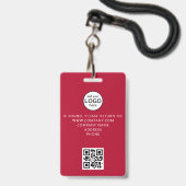 Benutzerdefinierter Mitarbeiter-QR-Code Event Rot Ausweis (Rückseite mit Lanyard)