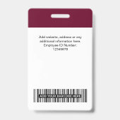 Benutzerdefinierter Mitarbeitername Firmenlogo QR- Ausweis (Rückseite)