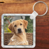 Benutzerdefinierter moderner Bildtext Liebe Paw He Schlüsselanhänger (Rückseite)