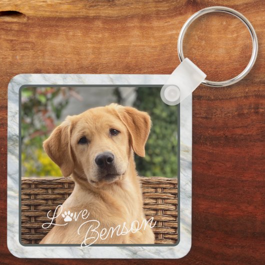 Benutzerdefinierter moderner Bildtext Liebe Paw He Schlüsselanhänger (Rückseite)