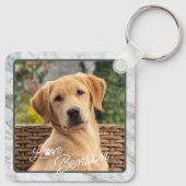 Benutzerdefinierter moderner Bildtext Liebe Paw He Schlüsselanhänger (Rückseite)