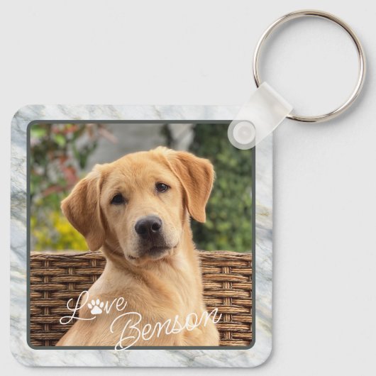 Benutzerdefinierter moderner Bildtext Liebe Paw He Schlüsselanhänger (Rückseite)