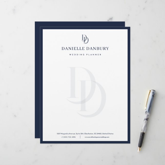 Benutzerdefinierter moderner eleganter Hochzeitspl Briefbogen (Vorderseite/Rückseite Beispiel)