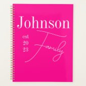 Benutzerdefinierter moderner Familienname Hot Pink Planer (Vorderseite)