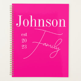 Benutzerdefinierter moderner Familienname Hot Pink Planer