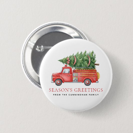 Benutzerdefinierter moderner Feuerwehrmann Weihnac Button (Vorne & Hinten)