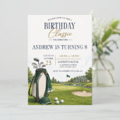 Benutzerdefinierter moderner Golf-Geburtstag Einladung (Stehend Vorderseite)
