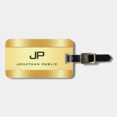 Benutzerdefinierter moderner Monogram Name Gold Lo Gepäckanhänger (Vorderseite horizontal)