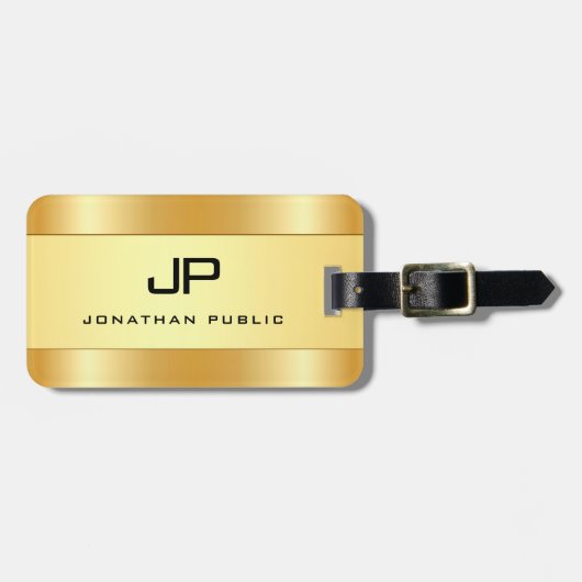 Benutzerdefinierter moderner Monogram Name Gold Lo Gepäckanhänger (Vorderseite horizontal)