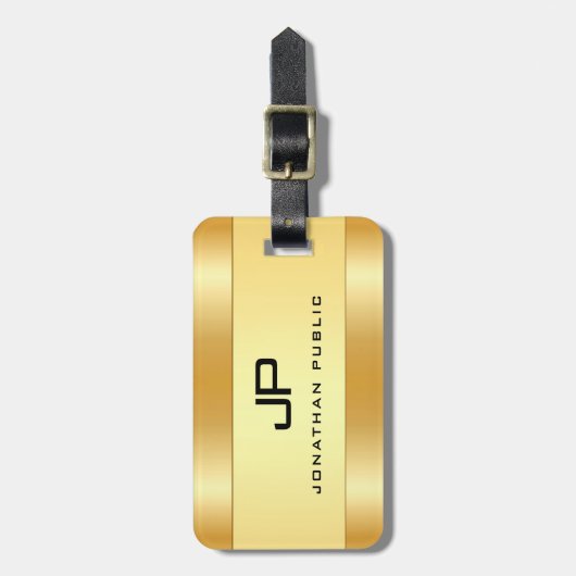 Benutzerdefinierter moderner Monogram Name Gold Lo Gepäckanhänger (Vorderseite vertikal)